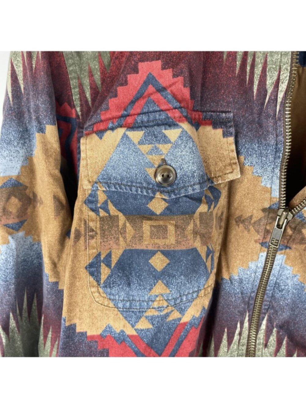 Jones New York Sport Western Aztec Jacket – 100% Cotton Full Zip Shirt Jacket M - Picture 3 of 5